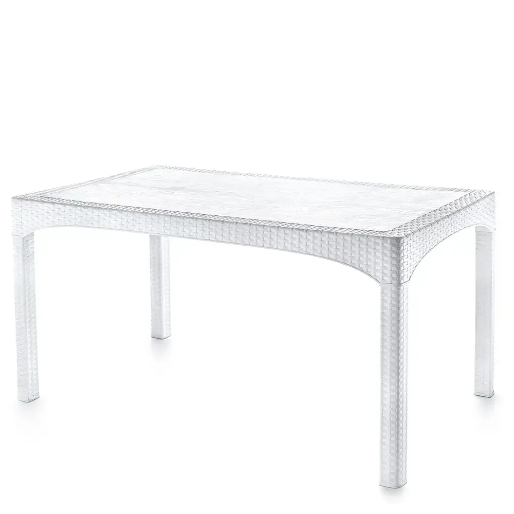 White Plastic Rattan Table 2587 White Akbrella World AKB-792