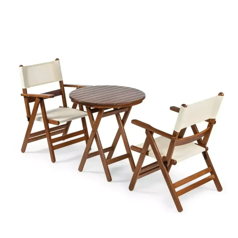 Buzludja Table 2 Athens PVC Hornbeam Wooden Chair Set 2 Akbrella World AKB-533