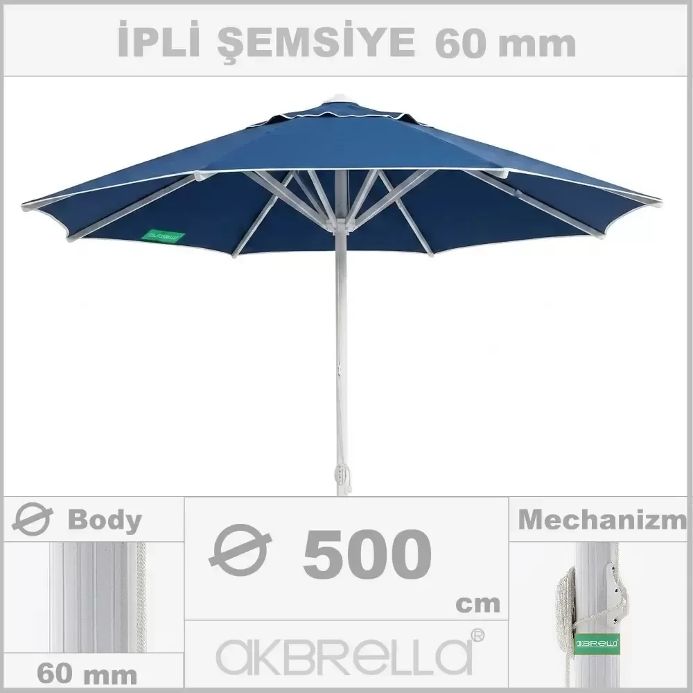 Diameter 60mm Aluminum Body, Drawstring Garden Umbrella Diameter 5m Akbrella World AKB-69