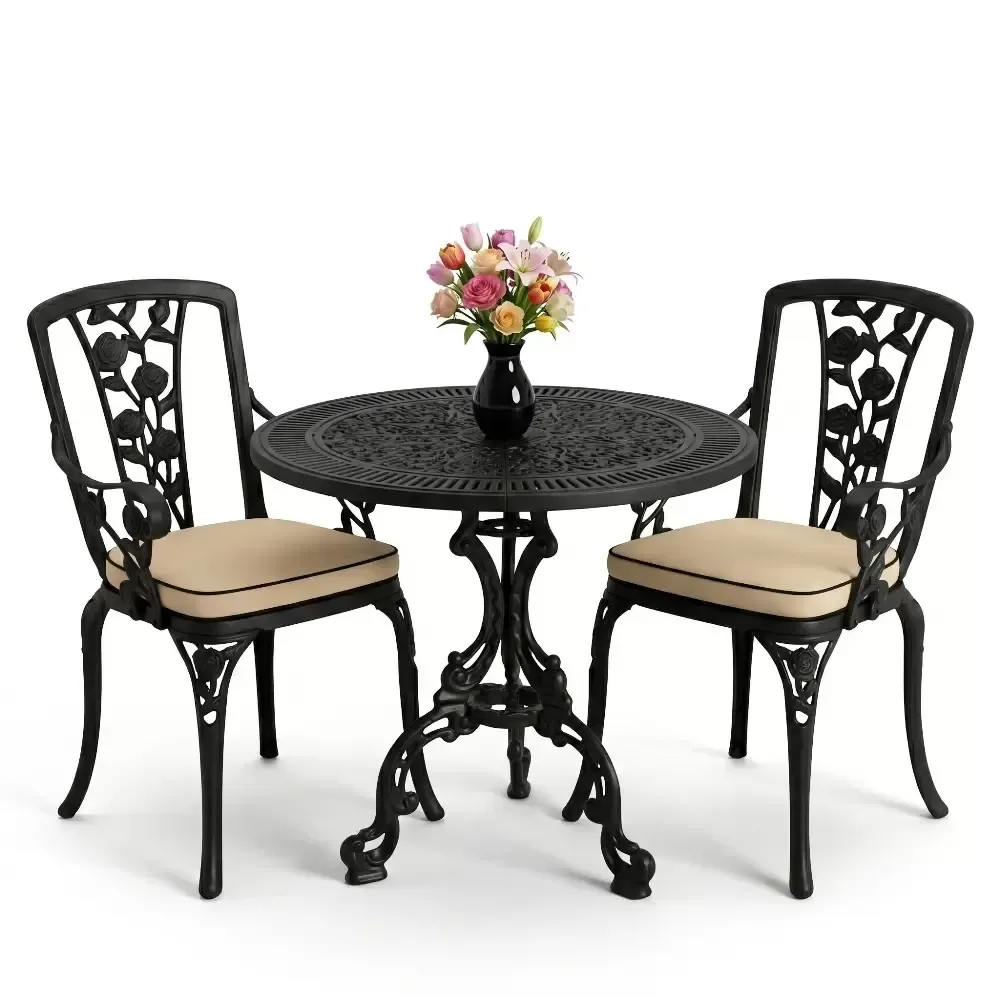 Cm 2 Person Wrought Iron Aluminum Casting Table Chair Set Akbrella World AKB-881
