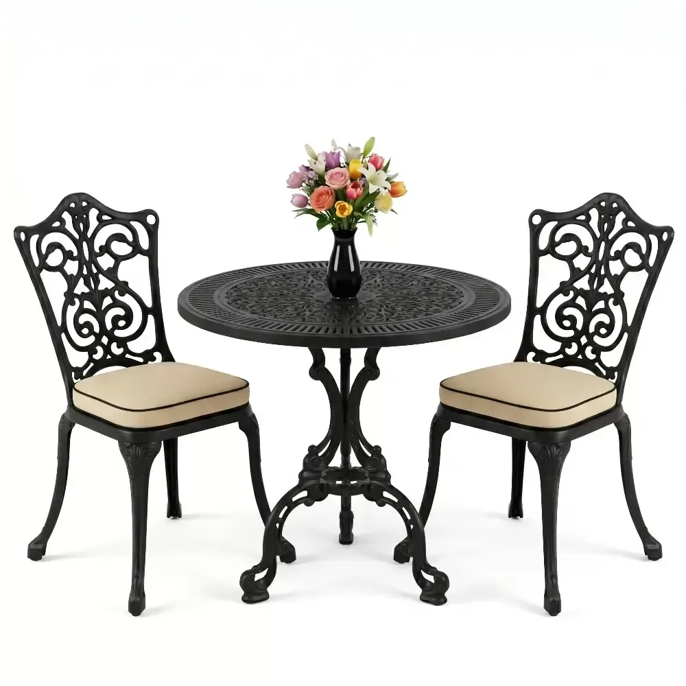 Cm 2 Person Wrought Iron Aluminum Casting Table Chair Set Akbrella World AKB-882