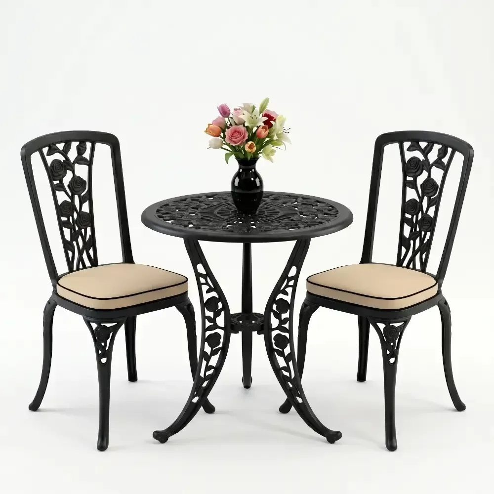 Cm 2 Person Wrought Iron Aluminum Casting Table Chair Set Akbrella World AKB-886