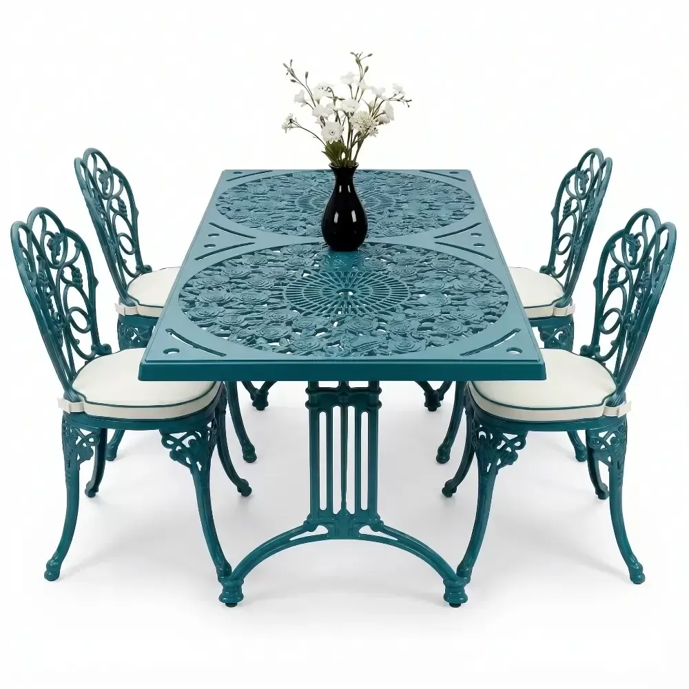 Cm Akbrella 4 személyes kovácsoltvas alumíniumöntvény asztal és szék szett AKB-940