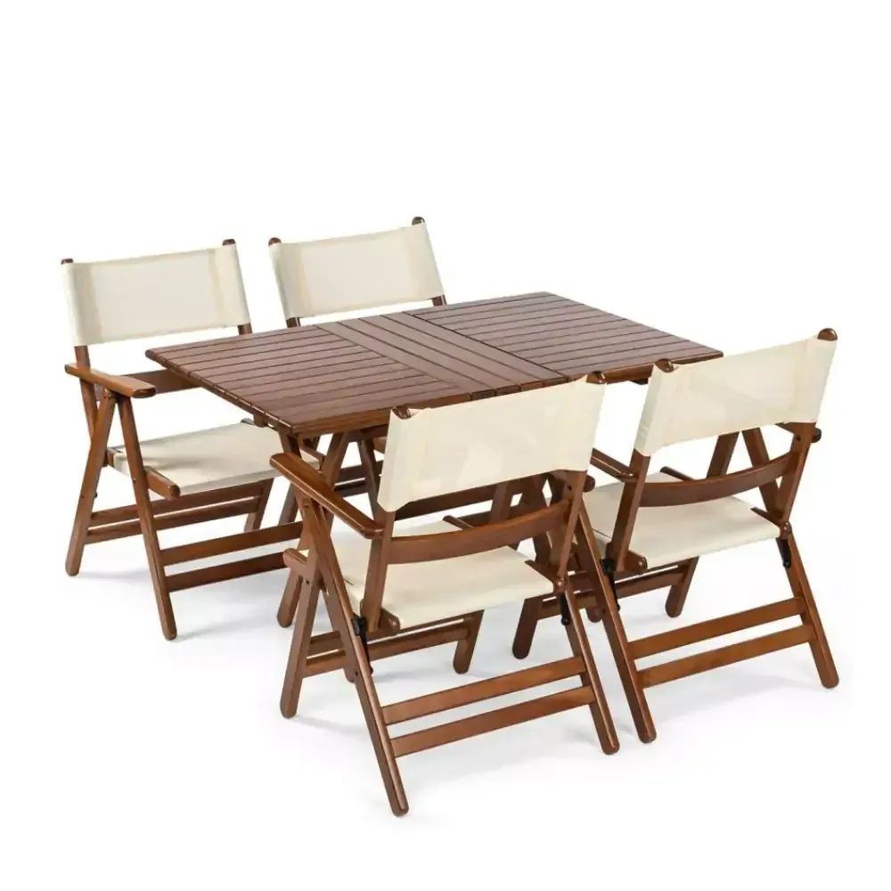 Cm Fabric Foldable Table Chair Dining Table Set 4 Akbrella World AKB-694