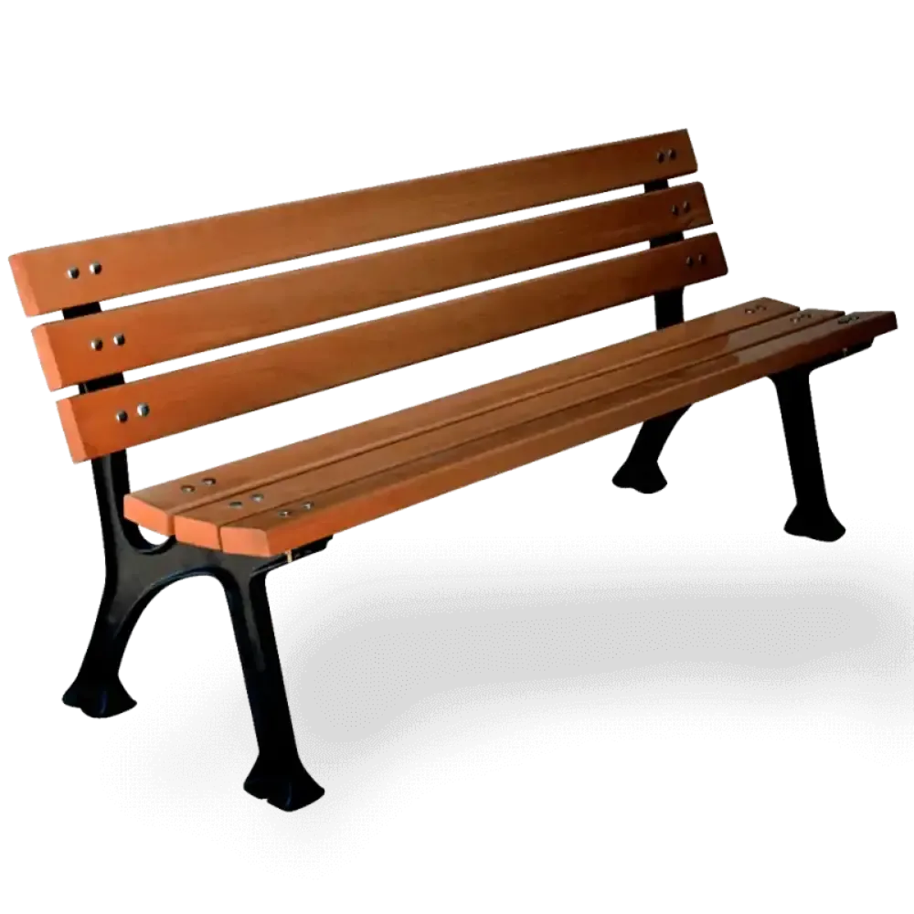 Wooden Seating Bench with Flat Aluminum Cast Legs 145x50x67 cm Akbrella World AKB-237