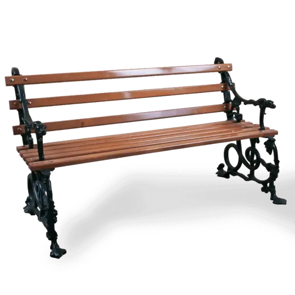 Wrought Iron Gothic Wooden Garden Park Seating Bench 135x55x72 cm Akbrella World AKB-234