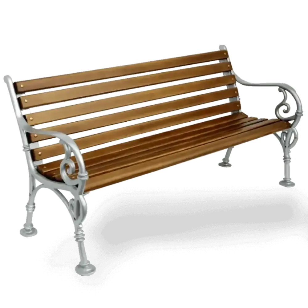 Wrought Iron Armrest, Wooden Park Seating Bench 150x56x79 cm Akbrella World AKB-230