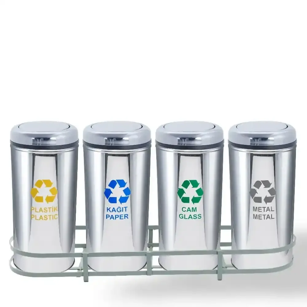 Recycling Dustbin Set Plastic 36x123x66 cm Akbrella World AKB-613