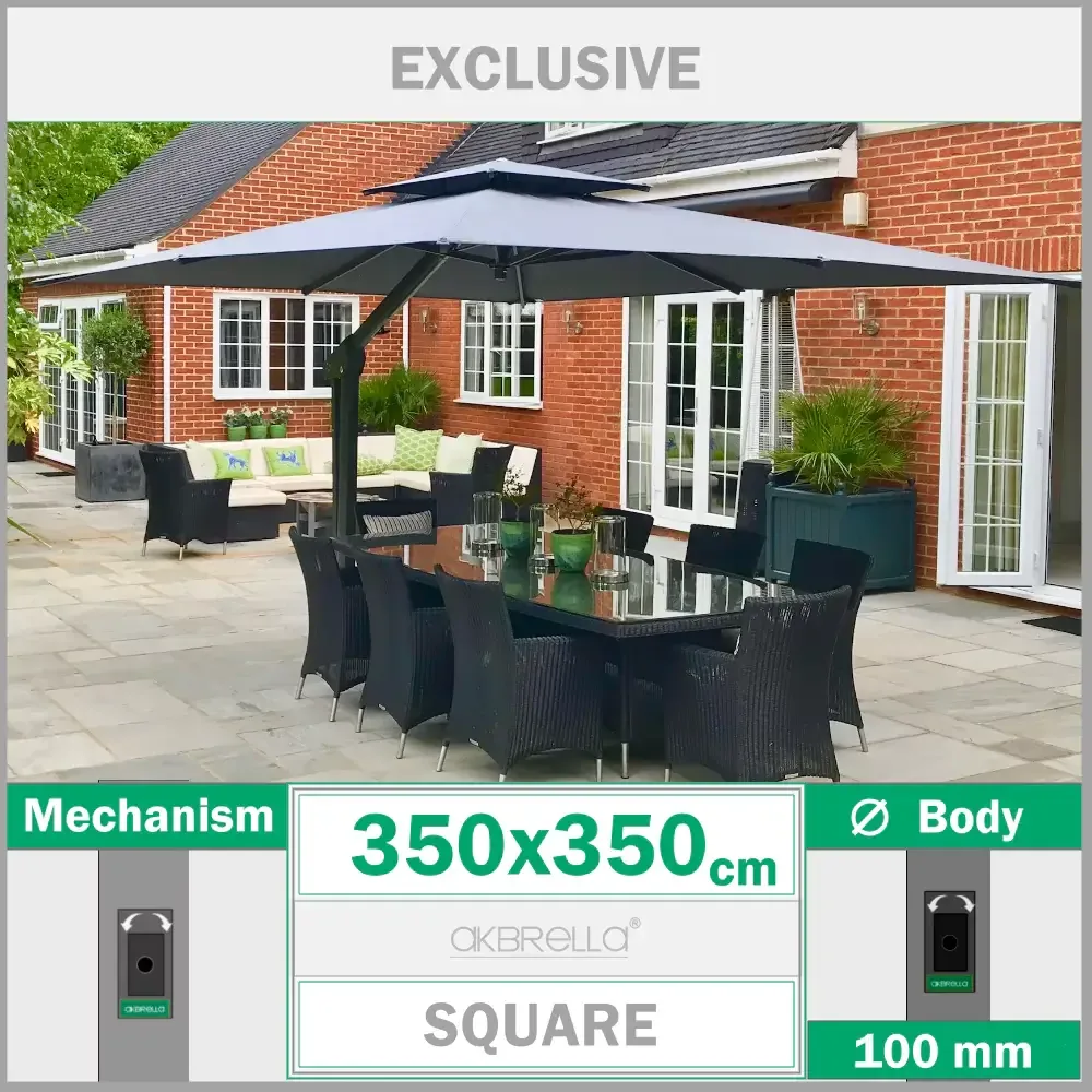 Movable Arm Sun Umbrella with Acrylic Fabric 350x350cm Akbrella World AKB-57