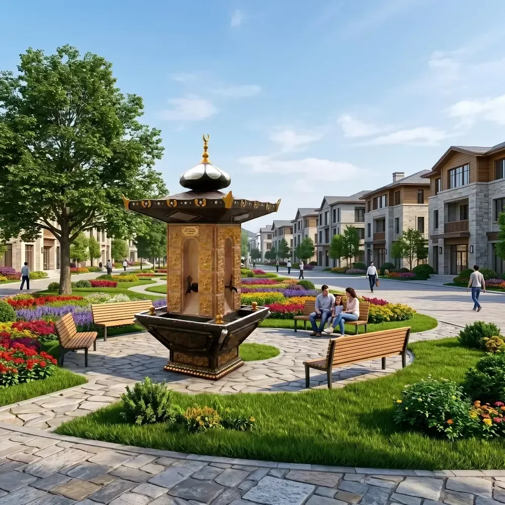 Hayrat Fountain Meydan Fountain Park Fountain 300x125x125 cm Akbrella World AKB-243