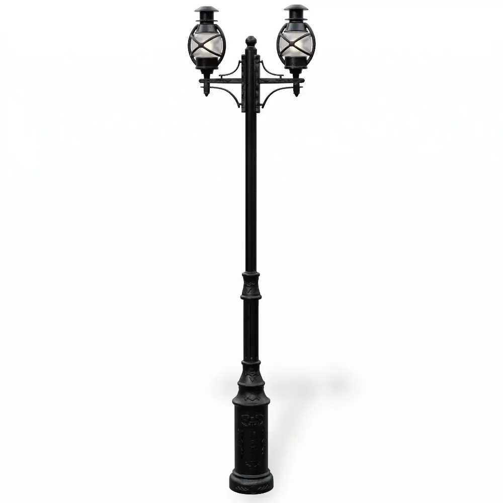 Two Lanterns Aluminum Die Casting Lighting Pole 280x90 cm Akbrella World AKB-154