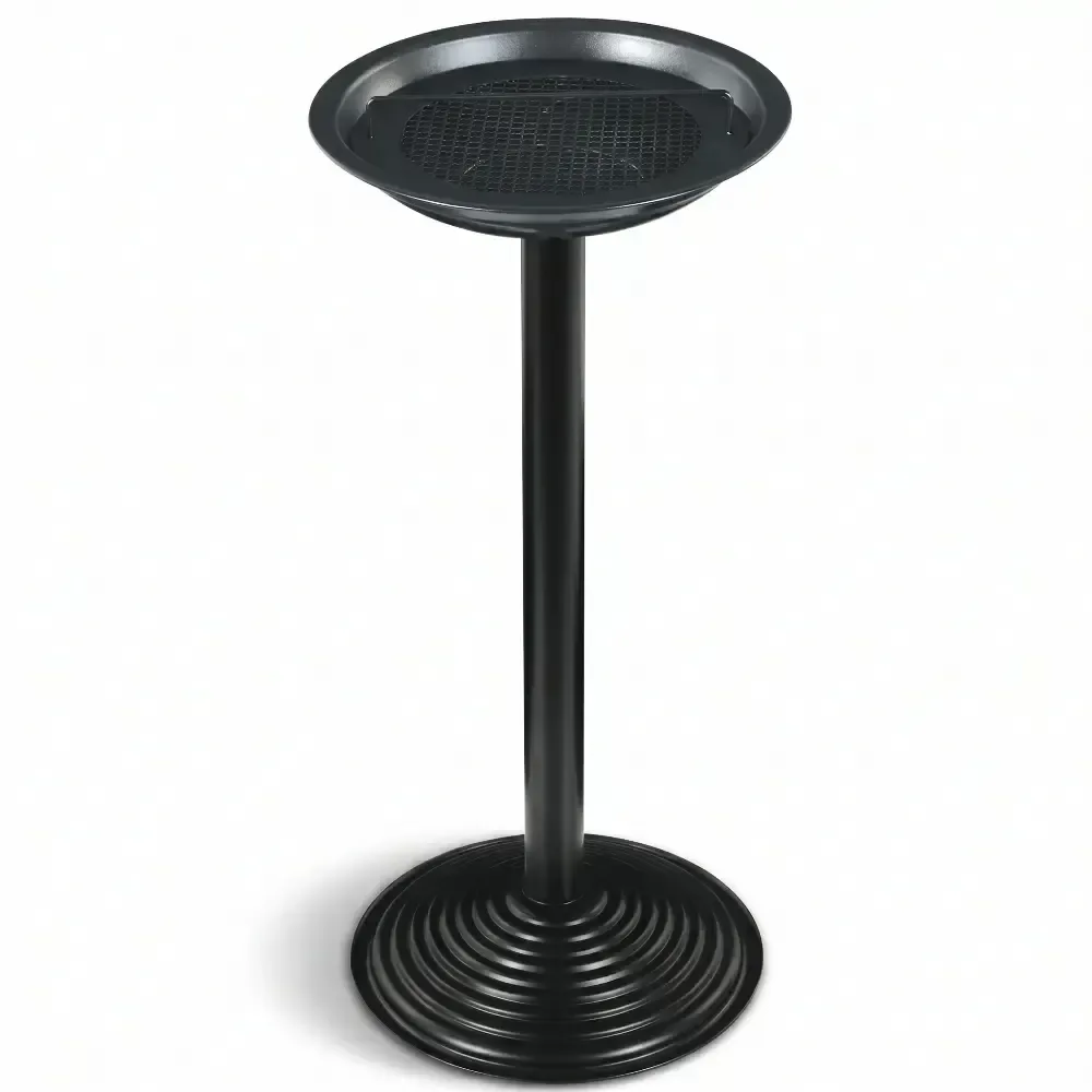 Black Metal Legged Ashtray for Outdoor with Grill 28x60 cm Akbrella World AKB-418
