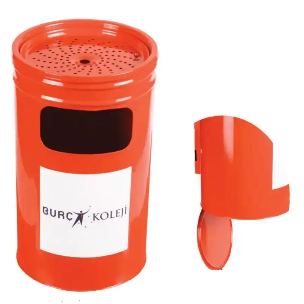 Grid Metal Logo Printed Pole Trash Can 50x28 cm Akbrella World AKB-390
