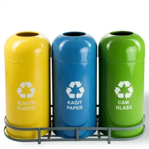 3 Piece Recycling Dustbin Set Paper 39x112x81 cm Akbrella World AKB-624