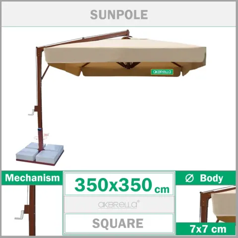 350x350cm 70x70mm Aluminum Side Body Sun Umbrella Akbrella World AKB-539