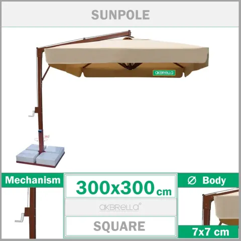 3x3m 70x70mm Aluminum Side Body Sun Umbrella Akbrella World AKB-59