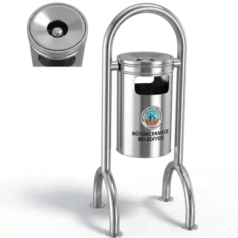 4 Legged, Metal Outdoor Trash Can 117x44x28 cm Akbrella World AKB-367