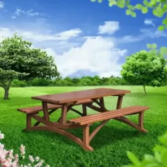 میز پیک نیک چوبی 6 نفره پارک گاردنز 186x158x78 Akbrella cm AKB-286 – نمای 2