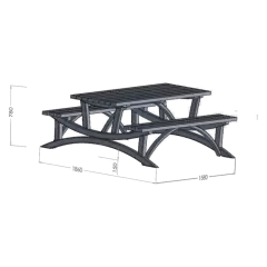 میز پیک نیک چوبی 6 نفره پارک گاردنز 186x158x78 Akbrella cm AKB-286 – جزئیات پارک