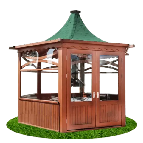 Wooden Dome Barbecue Gazebo Camellia 480x480x400 cm Akbrella World AKB-279