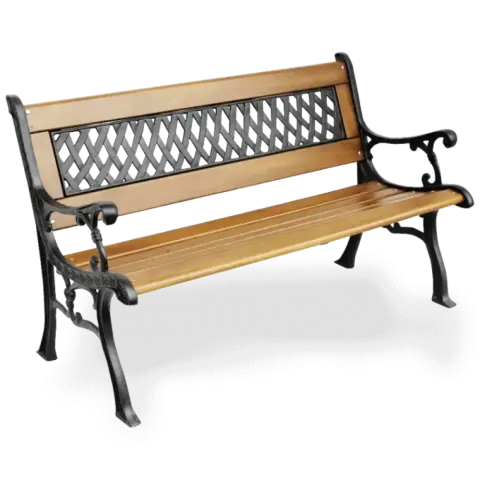 Wooden Seating Bench with Aluminum Cast Legs 128x57x80 cm Akbrella World AKB-195