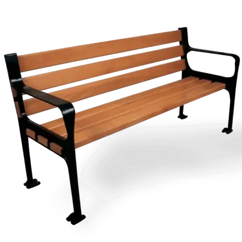 Wooden Seating Bench with Aluminum Cast Legs 145x52x73 cm Akbrella World AKB-236