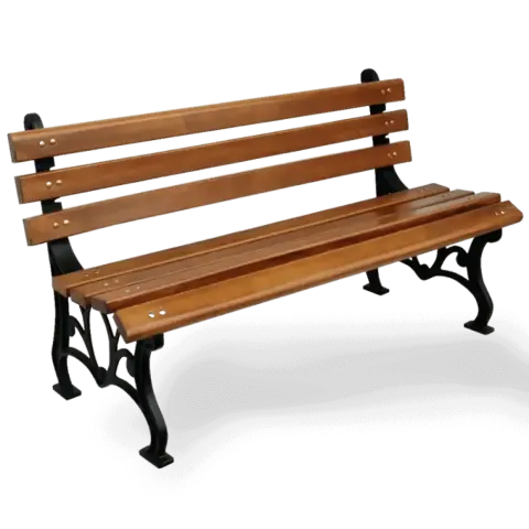 Wooden Seating Bench with Aluminum Cast Legs 145x58x80 cm Akbrella World AKB-231