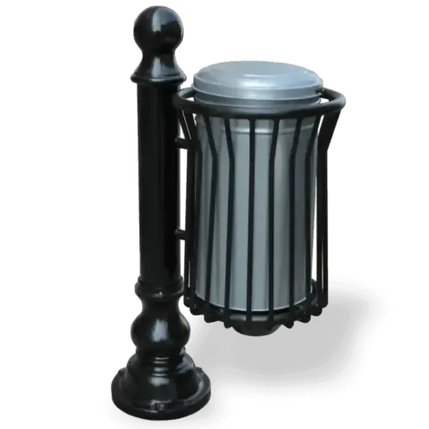 Aluminum Cast Black Cast Iron Standing Trash Can 114x57 cm Akbrella World AKB-253