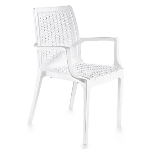 Plastic Rattan Chair with White Armrests 2524 Akbrella World AKB-768