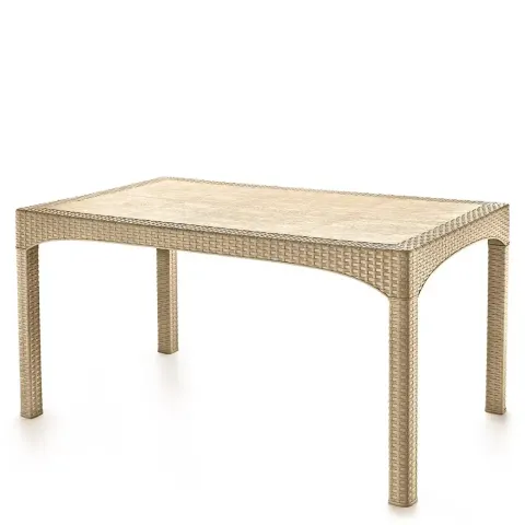 White Plastic Rattan Table 2587 White Akbrella World AKB-792 – Krém
