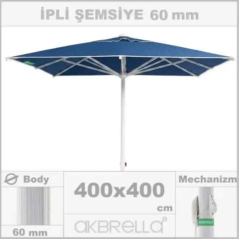 Diameter 60mm Aluminum Body, Rope System Garden Umbrella 4x4m Akbrella World AKB-66
