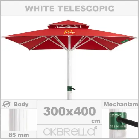 Diameter 85mm Aluminum Body, Telescopic Cafe Umbrella 3x4m Akbrella World AKB-199