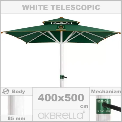 Diameter 85mm Aluminum Body, Telescopic Cafe Umbrella 4x5m Akbrella World AKB-18