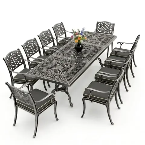 Cm 10 Seater Solar Aluminum Die Cast Table Chair Set Akbrella World AKB-1058
