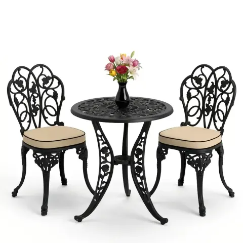 Cm 2 Person Wrought Iron Aluminum Casting Table Chair Set Akbrella World AKB-890