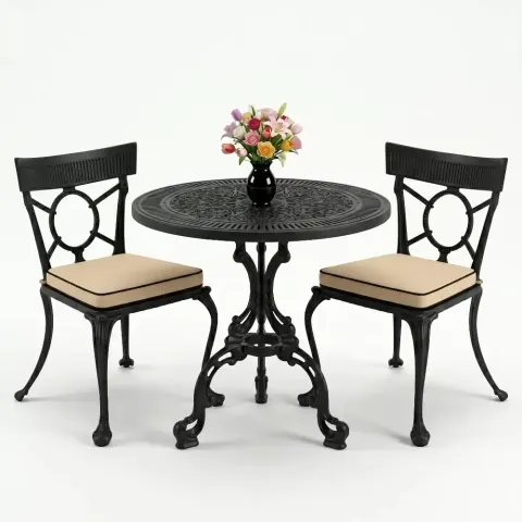 Cm 2 Person Wrought Iron Aluminum Casting Table Chair Set Akbrella World AKB-879