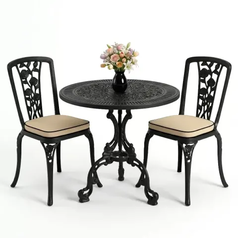 Cm 2 Person Wrought Iron Aluminum Casting Table Chair Set Akbrella World AKB-880
