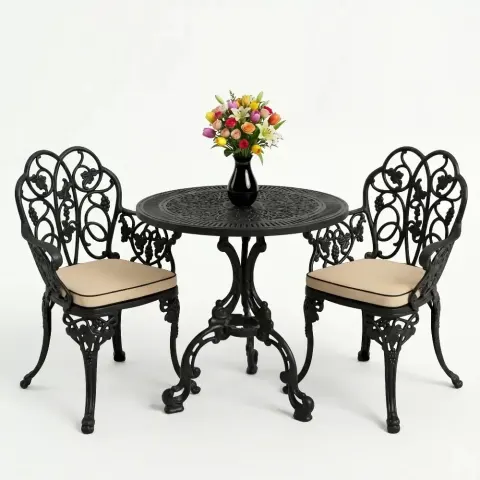 Cm 2 Person Wrought Iron Aluminum Casting Table Chair Set Akbrella World AKB-885
