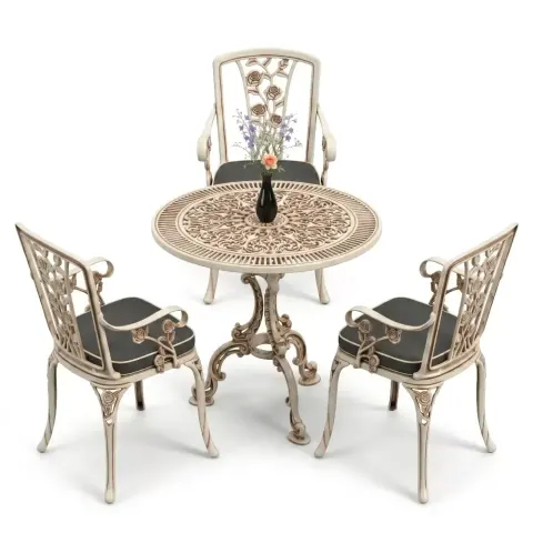 Cm 3 Person Wrought Iron Aluminum Cast Iron Table Chair Set Akbrella World AKB-912