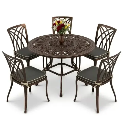 Cm 5 Person Aluminum Casting Table Chair Set Without Armrests Akbrella World AKB-986