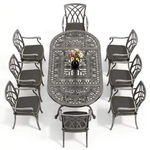 Cm 8 Person New Season Aluminum Casting Table Chair Set Akbrella World AKB-1045