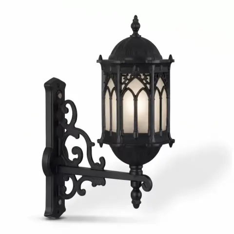 Lamp Holder E27 Wrought Iron Armrest, Wall Mounted Sconce 63x33 cm Akbrella World AKB-137