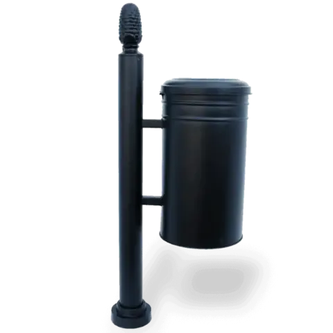 Figured Black Aluminum Cast Foot Dustbin 119x48 cm Akbrella World AKB-254