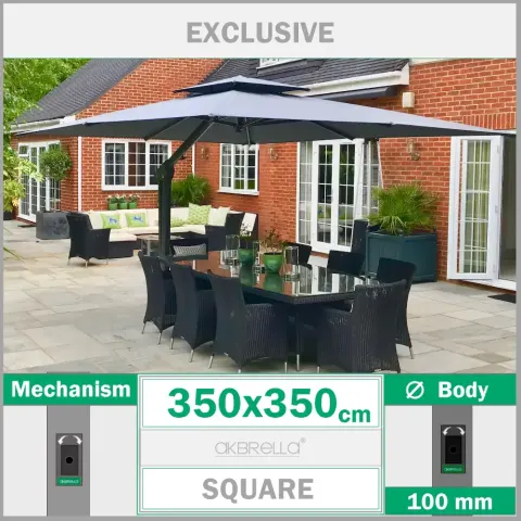 Movable Arm Sun Umbrella with Acrylic Fabric 350x350cm Akbrella World AKB-57