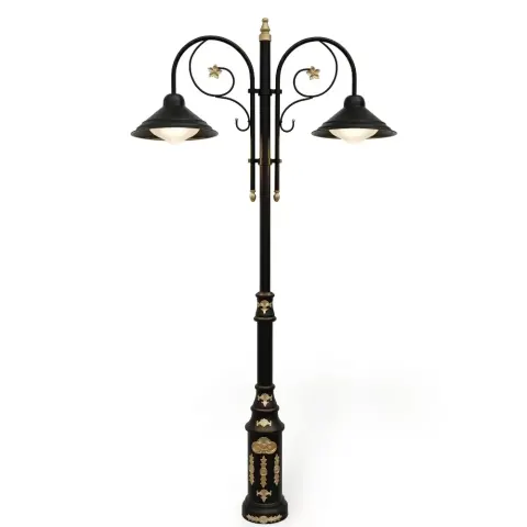 Two Bell Lanterns Aluminum Die Cast Lighting Pole 500x190 cm Akbrella World AKB-295