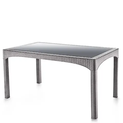 Brown Plastic Rattan Table With Glass 2586-2 Akbrella World AKB-790