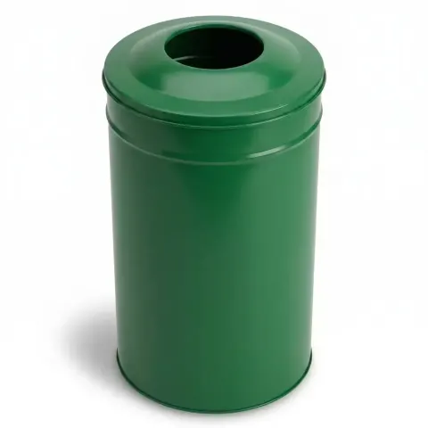 Cylinder Trash Can for Green Metal Interior with Lid 66x38 cm Akbrella World AKB-403