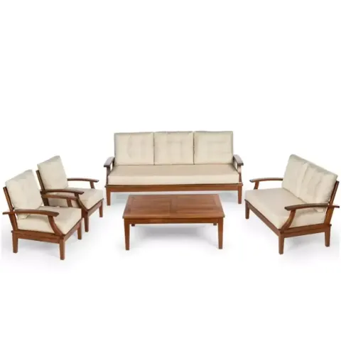 Efes Seating Set with Wooden Cushion and Coffee Table 7 Akbrella World AKB-687