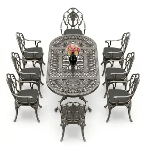 Aluminum Casting Table Chair Set with Armrests Akbrella World AKB-1042