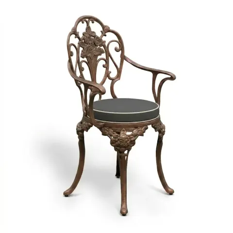 Rose Aluminum Cast Iron Wrought Iron Chair with Armrests 87x42x42 cm Akbrella World AKB-181